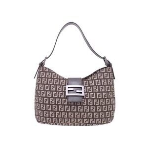 Fendi Zucchini Shoulder Bag Brown Beige Tan Canvas Leather